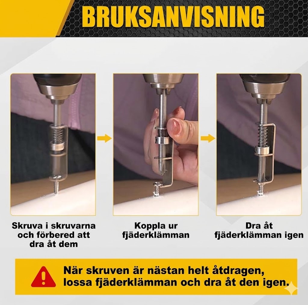 Fjäderbelastad Skruvguide för Automatisk Positionering