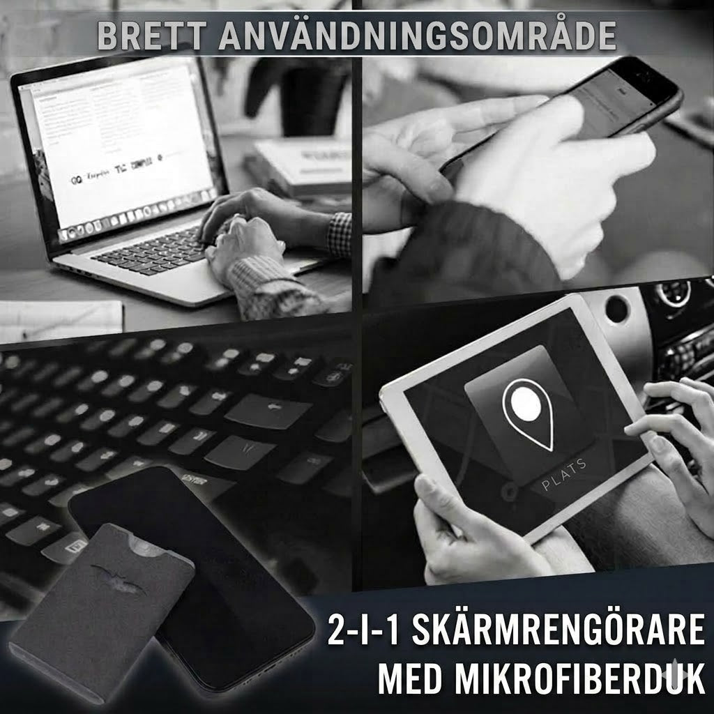 Bärbar & Återanvändbar 2-i-1 Skärmrengörare med Mikrofiber