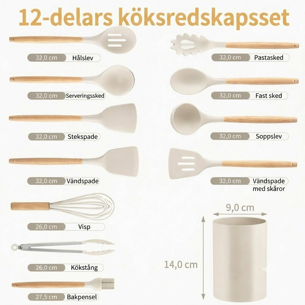 ChefEase™ Köksredskapsset i Silikon – 12 Delar