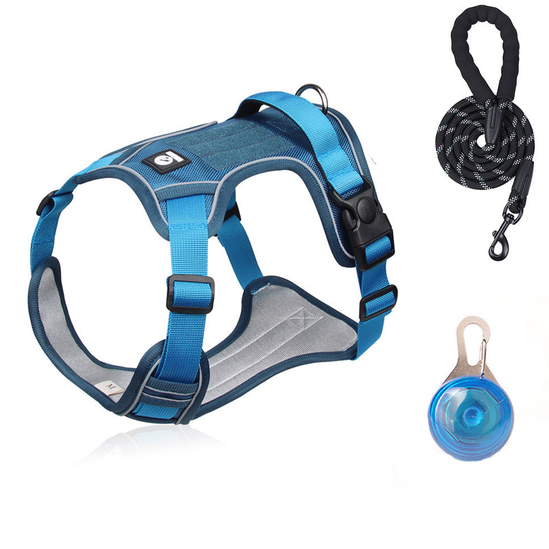 Antidrag-sele med Koppel & LED-halsband – Ergonomisk, Reflex & Perfekt för Nattpromenader