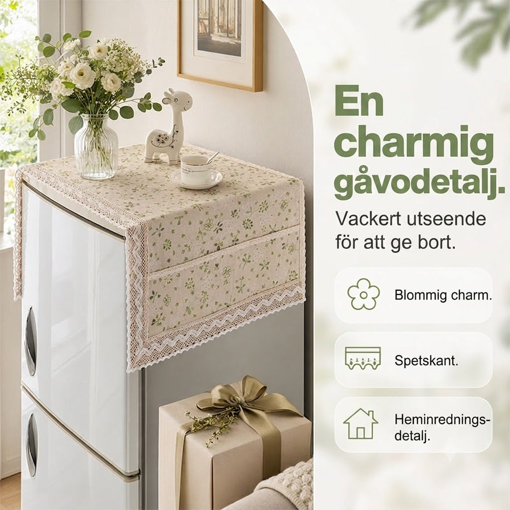 Dammskydd för Kylskåp i Bomull och Linne – Snyggt Överdrag med Praktiska Sidofickor