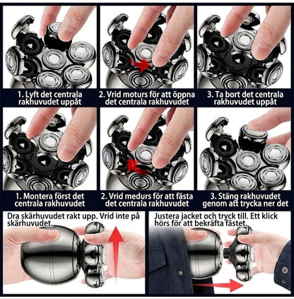 Vexton™ Pro 7D Roterande Shaver Set 5-i-1 – Sladdlös Rakapparat för Våt- och Torrakning