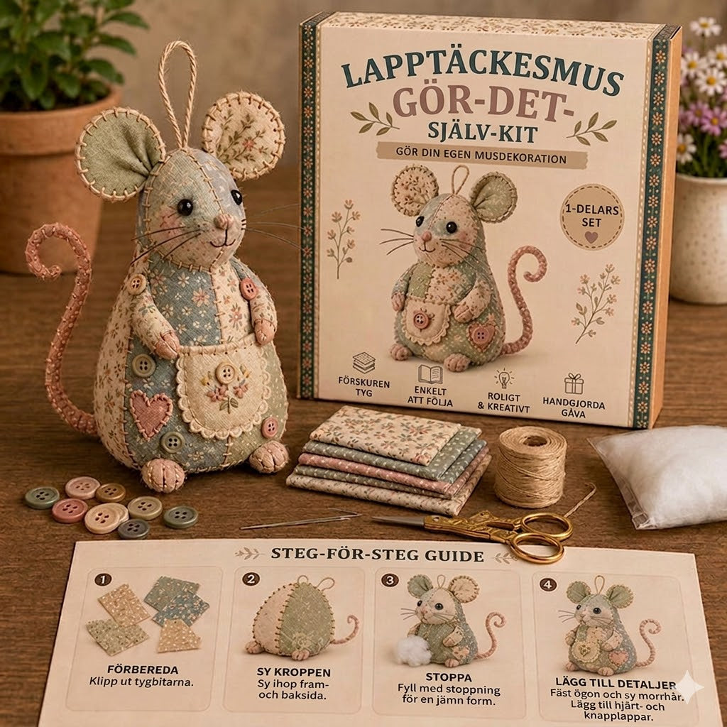 Sykit för Gosedjur i Retrodesign – Komplett Handarbetsserie för Söt Mus