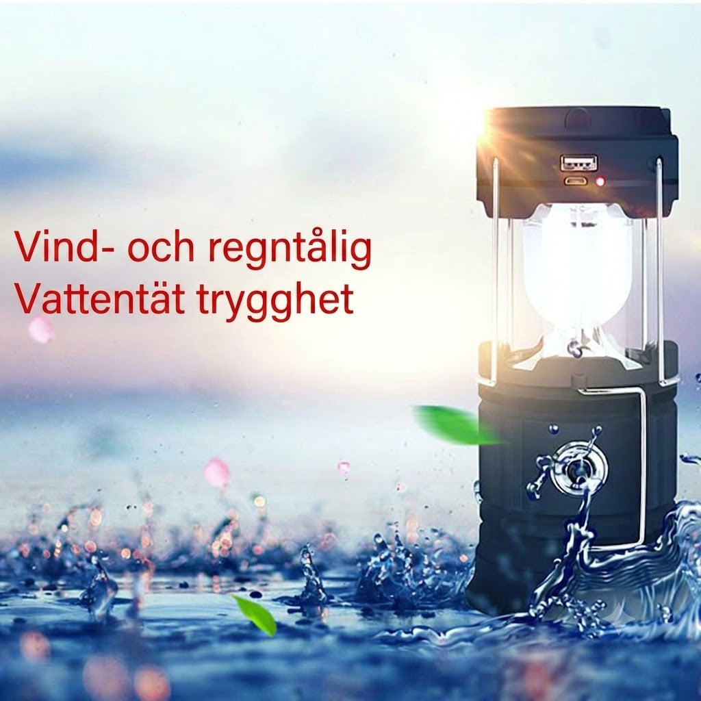 Solcellsdriven Utdragbar Campinglampa – Två-i-ett Bordslampa och Ficklampa