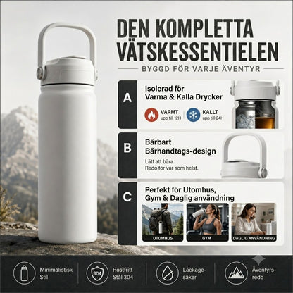 Isolerad Termosmugg i Rostfritt Stål – Premium Vattenflaska för Varma och Kalla Drycker