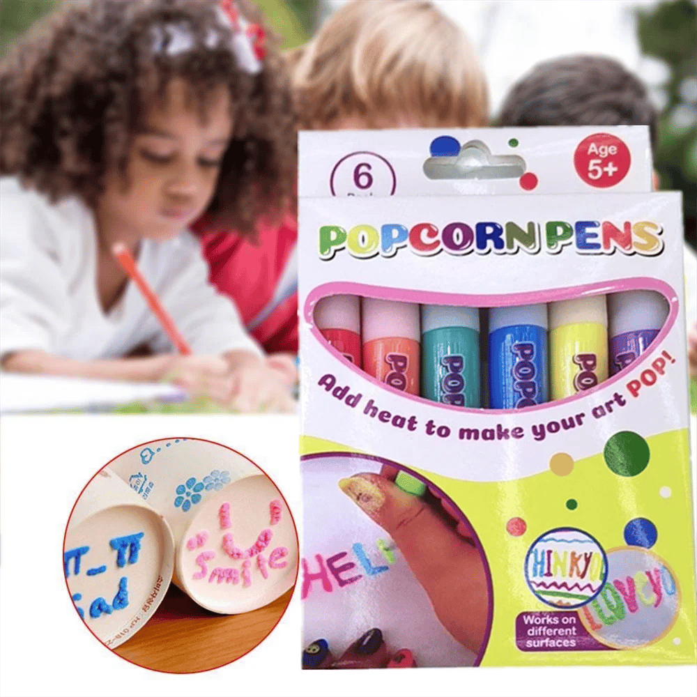 KiddieGlow™ Magiska 3D Popcorn-pennor – Pysselset för Barn