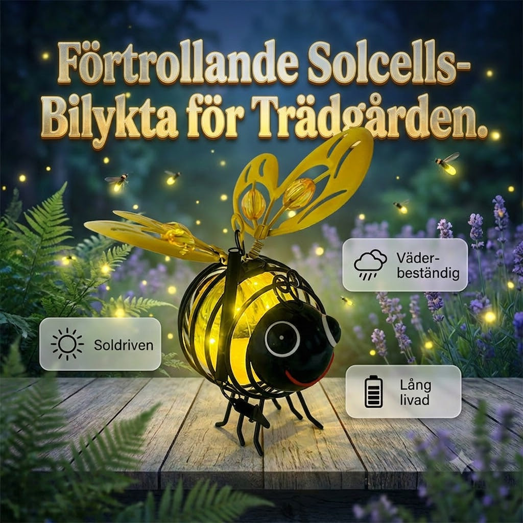 Hängande Solcellslampa med Bin – Dekorativ Trädgårdsbelysning