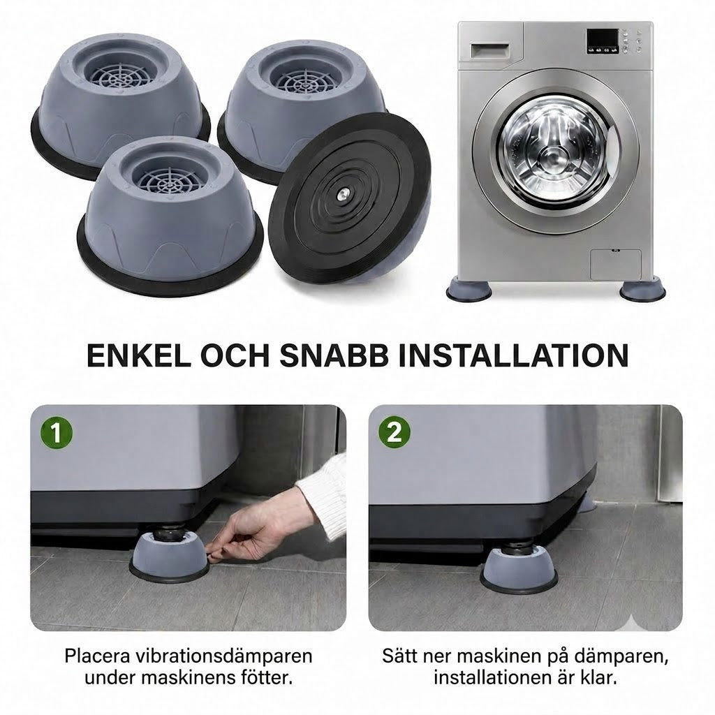 VeloPack™ Antivibrationsfötter för Tvättmaskin – Ljuddämpande
