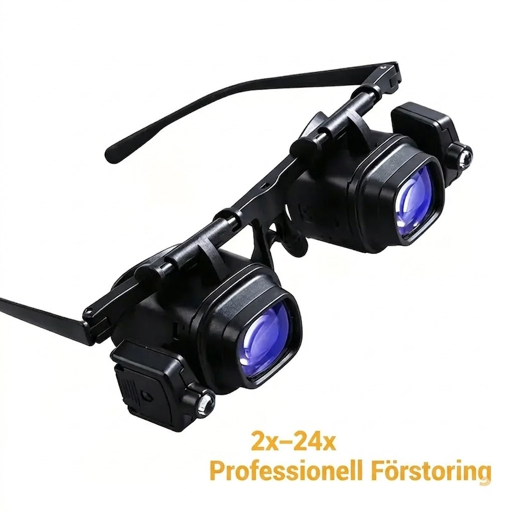 Precisionsförstoringsglas med LED-Belysning – Handsfree med Utbytbara Linser
