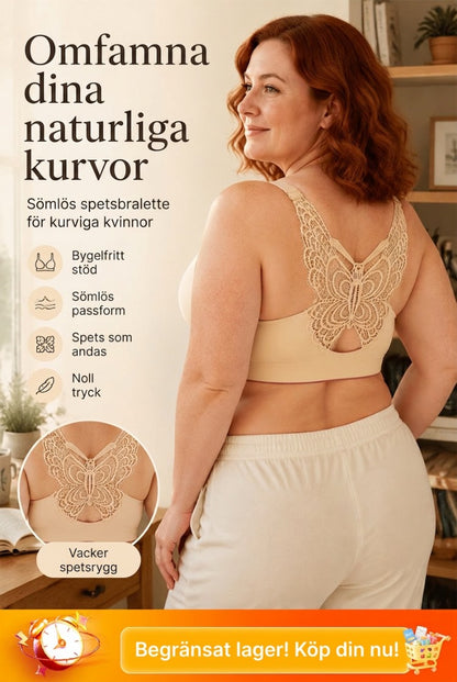 Bygellös BH med Fjärilsbroderi Köp 1 Få 1 På Köpet – 2-pack Bekväm Underkläder
