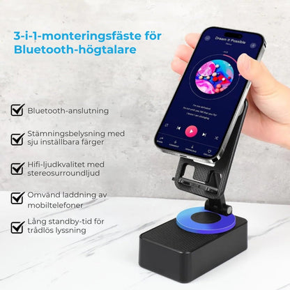 3-i-1 Vikbar Bluetooth-högtalare – Inbyggd Powerbank & Mobilställ
