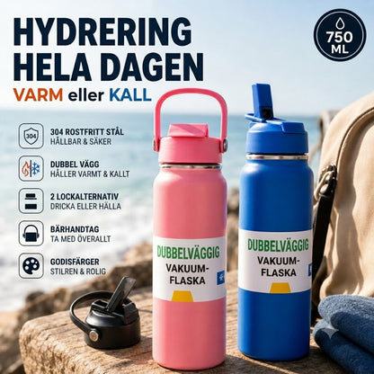 Isolerad Termosmugg i Rostfritt Stål – Premium Vattenflaska för Varma och Kalla Drycker