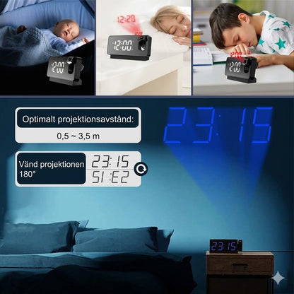 Spegelväckarklocka med Projektion – Tydlig Tidsprojektion & Lättläst Display
