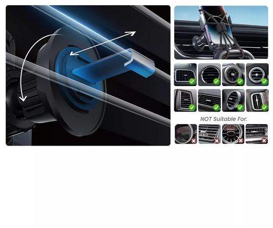 Automatisk Mobilhållare för Bil med Qi-laddning – Smart Sensor & Enhandsfattning – Fästs i Fläktgallret