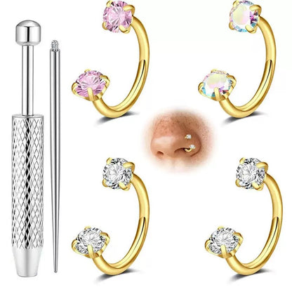 Novisom™ Elegant Smyckeset för Näsring och Örhängen