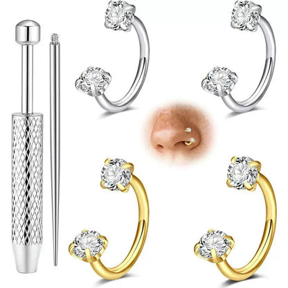 Novisom™ Elegant Smyckeset för Näsring och Örhängen