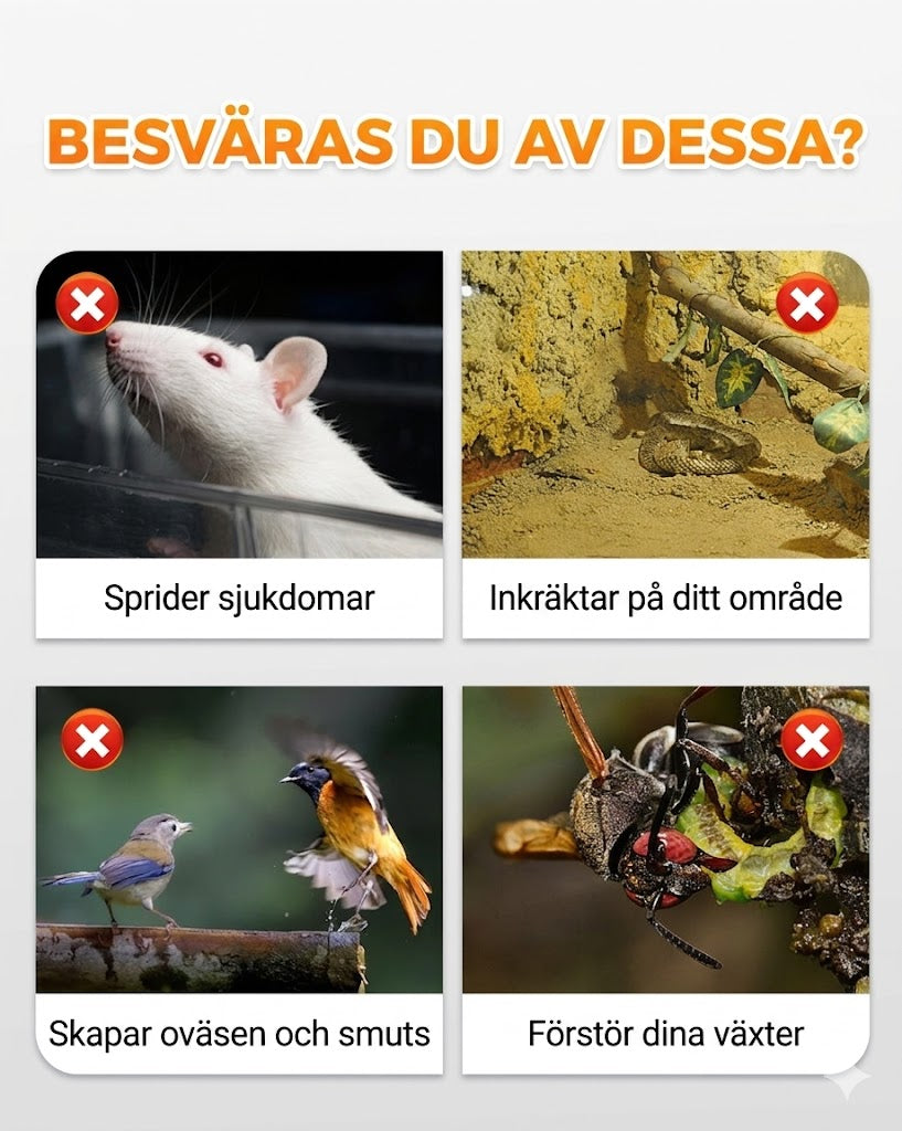 Solcellsdriven Orm- & Gnagarskrämma – Vattentät & Effektiv för Trädgården