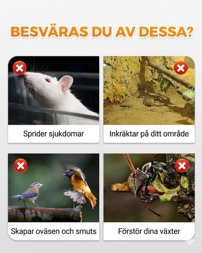 Solcellsdriven Orm- & Gnagarskrämma – Vattentät & Effektiv för Trädgården