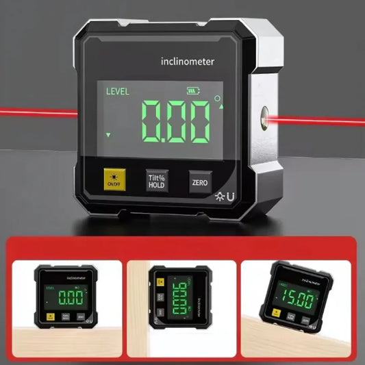 Vexton™ Pro Digital Magnetisk Laser-Lutningsmätare – Exakt Dubbelsidig Vinkelmätare för Bygg och Snickeri