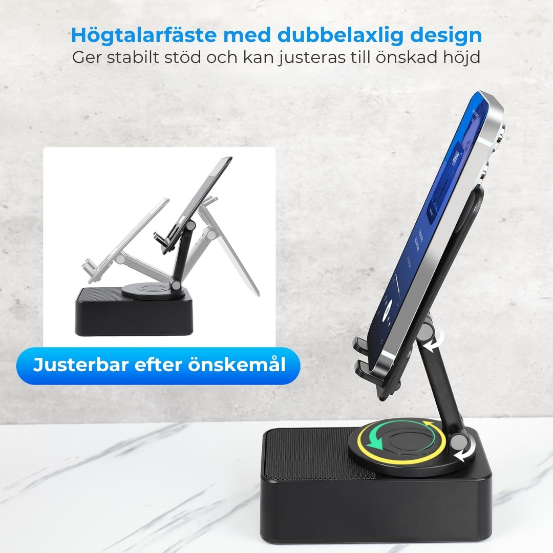 3-i-1 Vikbar Bluetooth-högtalare – Inbyggd Powerbank & Mobilställ