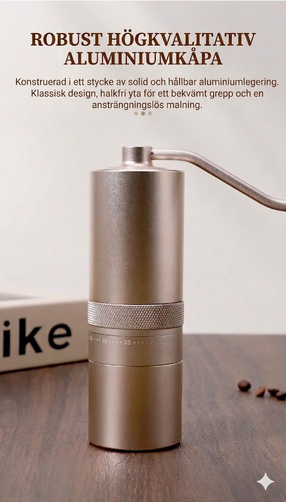 Premium Handdriven Kaffekvarn i Rostfritt Stål