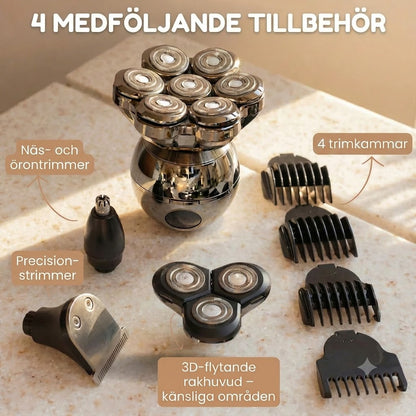 Vexton™ Pro 7D Roterande Shaver Set 5-i-1 – Sladdlös Rakapparat för Våt- och Torrakning