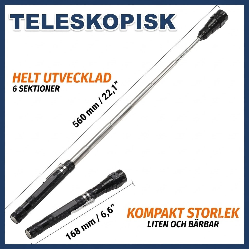 Magnetisk Teleskopficklampa, 360° Svanhals, Superljus