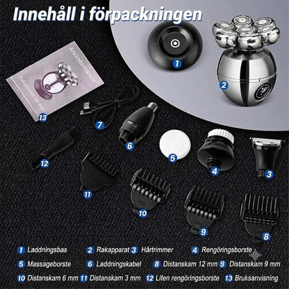 Vexton™ Pro 7D Roterande Shaver Set 5-i-1 – Sladdlös Rakapparat för Våt- och Torrakning