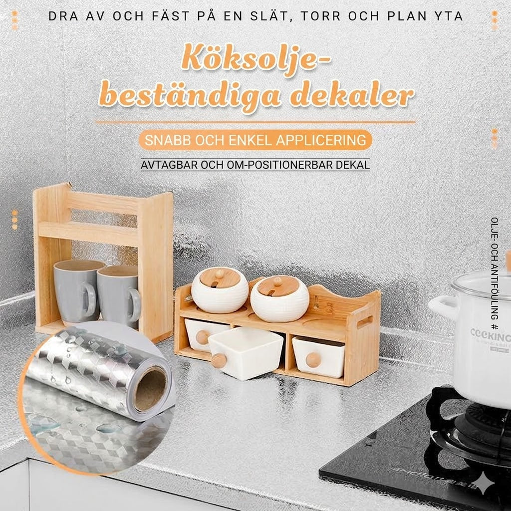 Självhäftande Köksfolie för Skåp och Bänkskivor – Effektivt Skydd Mot Olja