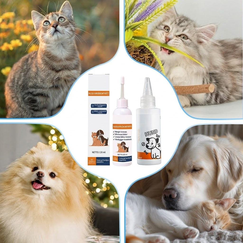 Öronrengöring för Hund och Katt – Mild och Effektiv Örondroppar för Husdjursvård
