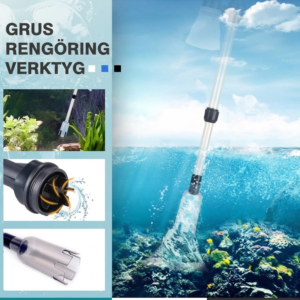 Elektrisk Slamsugare & Grusrensare för Akvarium