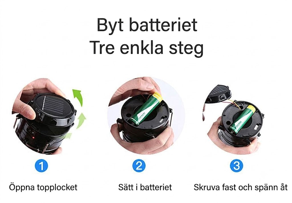 Solcellsdriven Utdragbar Campinglampa – Två-i-ett Bordslampa och Ficklampa