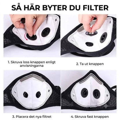 Munskydd med Aktivt Kolfilter (Köp 1 Få 1 på Köpet) – Återanvändbart Skydd mot Damm