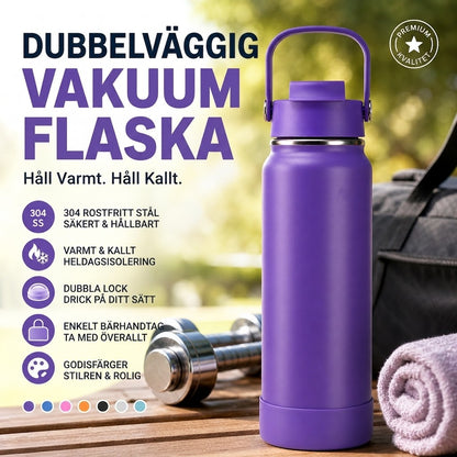Isolerad Termosmugg i Rostfritt Stål – Premium Vattenflaska för Varma och Kalla Drycker