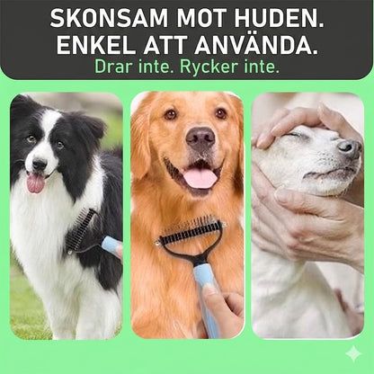 Dubbelsidig Ryktborste för Hund & Katt – Minskar Fällning & Ger Mjuk Päls