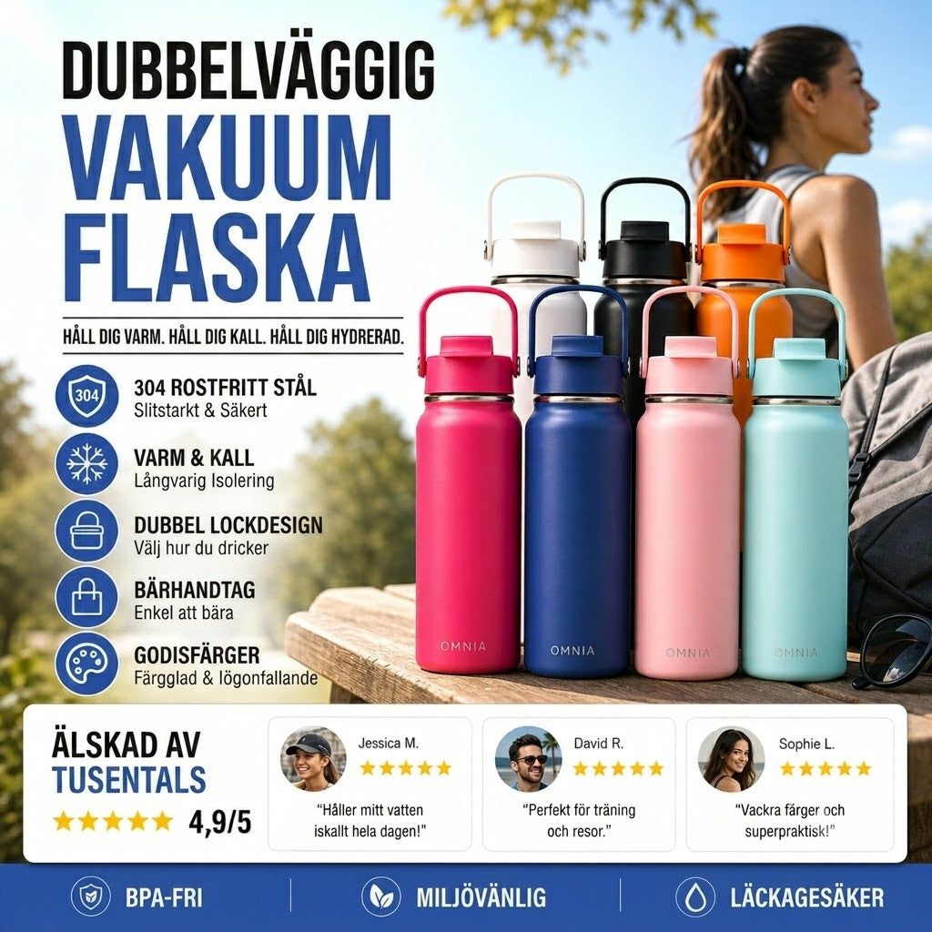 Isolerad Termosmugg i Rostfritt Stål – Premium Vattenflaska för Varma och Kalla Drycker