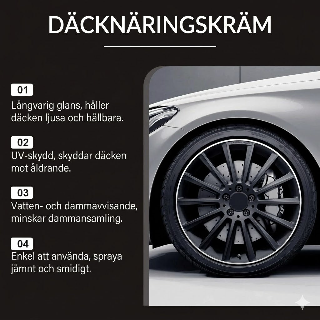 Premium Däckglans & Restaureringsvax – Återställer däckens djupa svarta färg