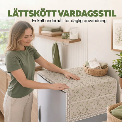 Dammskydd för Kylskåp i Bomull och Linne – Snyggt Överdrag med Praktiska Sidofickor