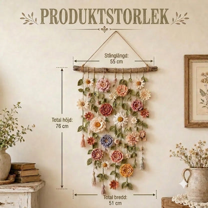 Handvirkad Blommig Väggbonad i Boho-stil – För Vardagsrum och Sovrum