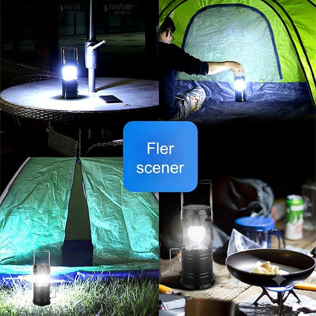 Solcellsdriven Utdragbar Campinglampa – Två-i-ett Bordslampa och Ficklampa