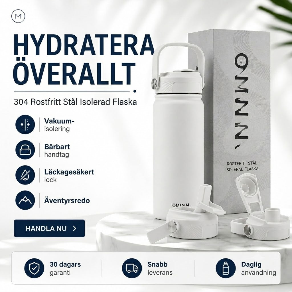 Isolerad Termosmugg i Rostfritt Stål – Premium Vattenflaska för Varma och Kalla Drycker