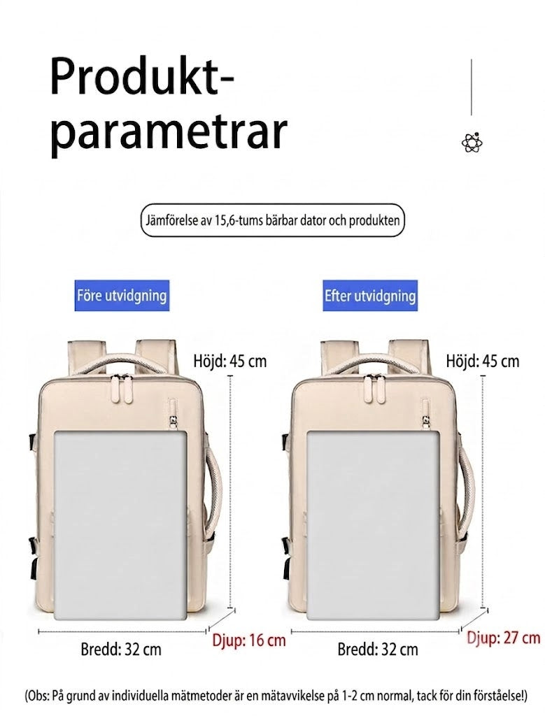VentoPack™ Expanderbar Reseryggsäck 24-35L