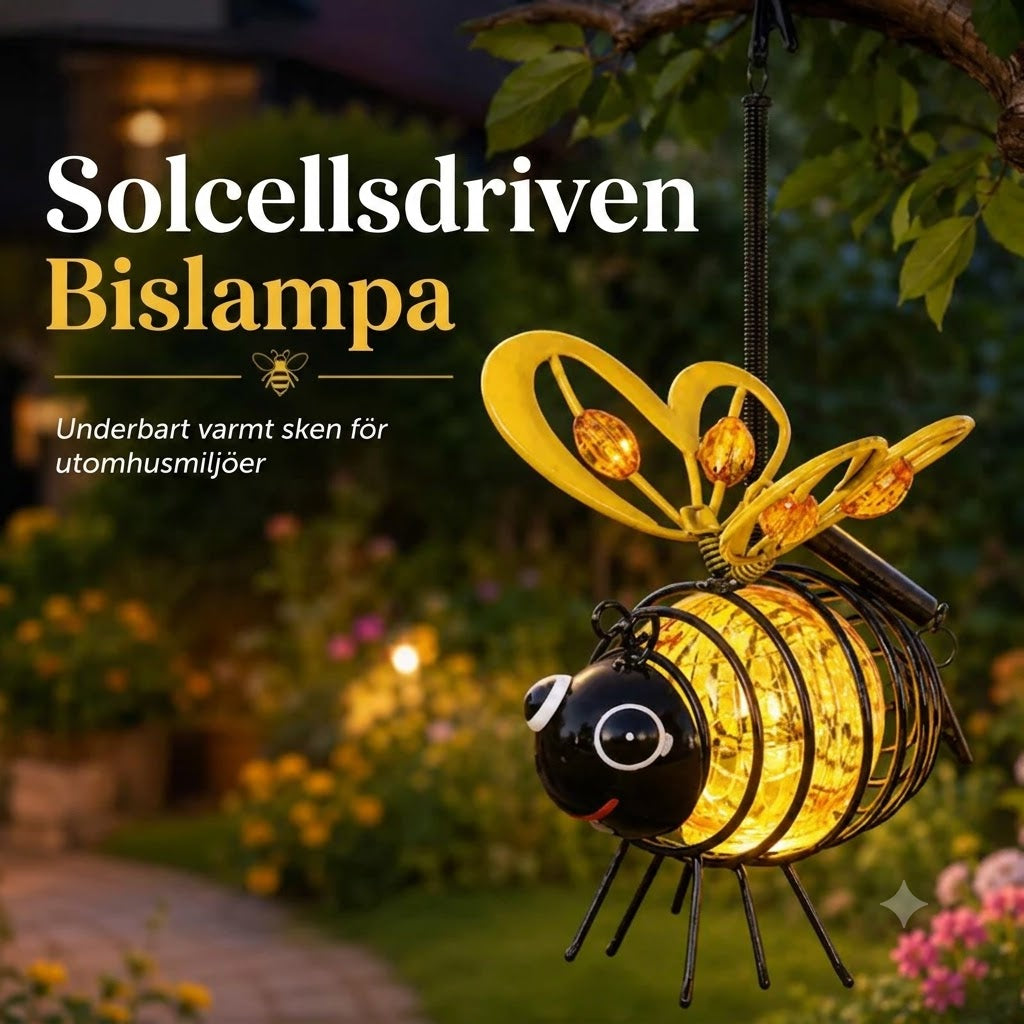 Hängande Solcellslampa med Bin – Dekorativ Trädgårdsbelysning