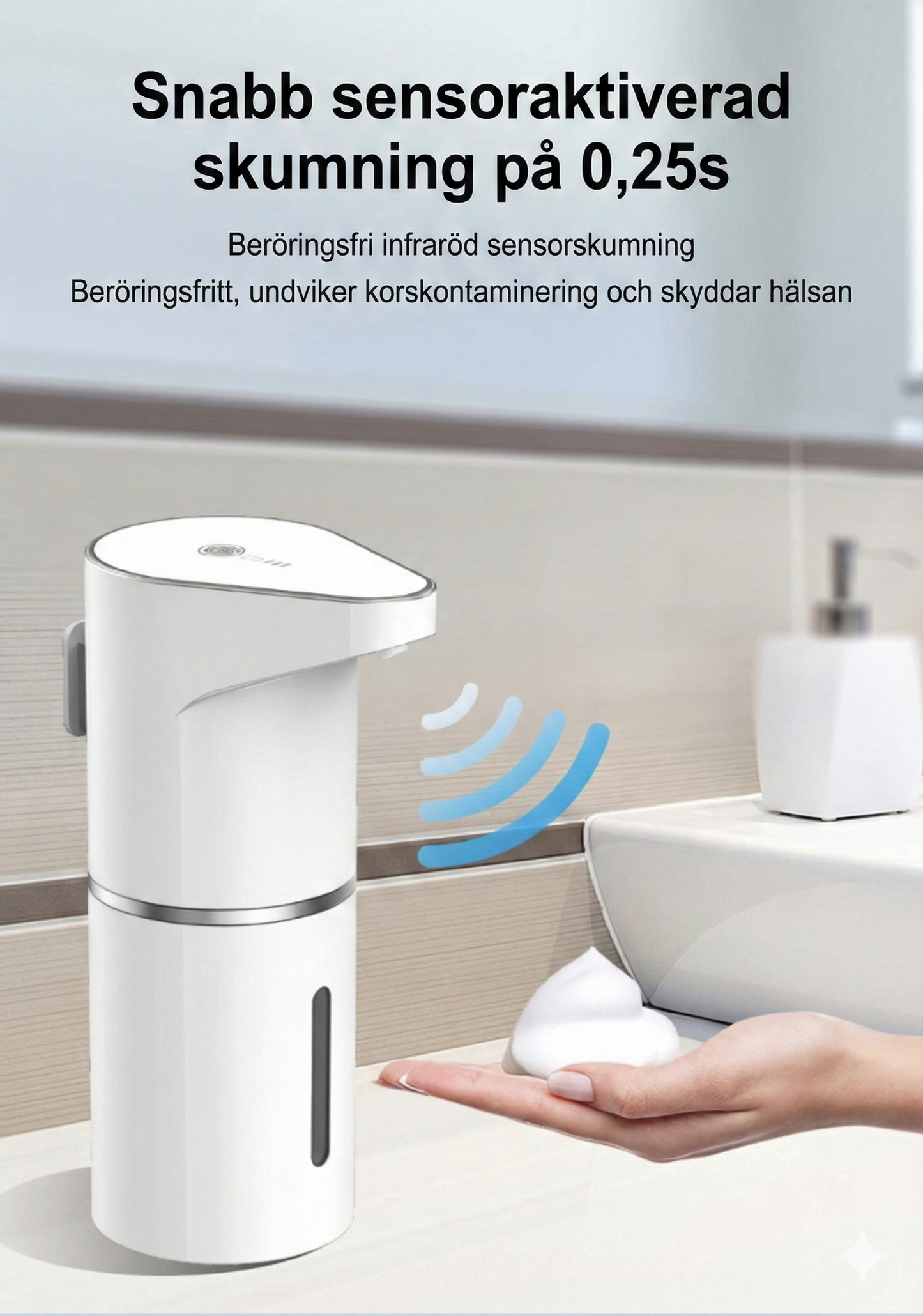 NordicDrop Automatisk Tvålpump med Sensor (Skum) –Uppladdningsbar Tvåldispenser