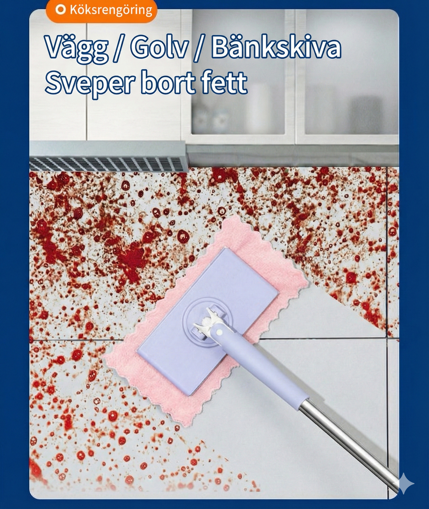 Golvmopp med Klämfäste – Våt & Torr Städning – Slipp blöta händer (Hands-free)