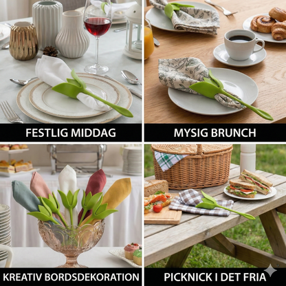 6-Pack Servettringar med Blommönster – Lyxig Bordsdekoration för Elegant Dukning