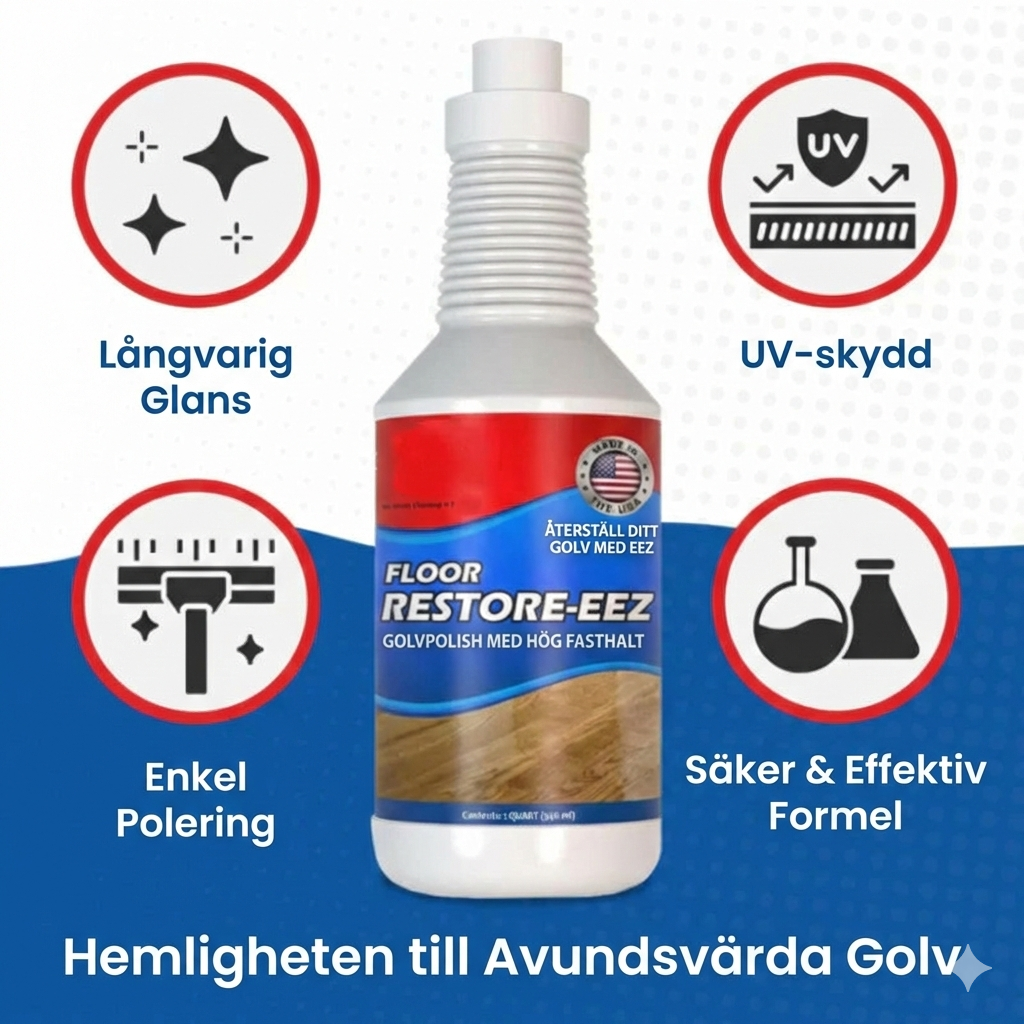 NordicShine™ Högblank Golvpolish & Renöring – Omedelbar Glans & Repskydd för Trä, Laminat och Parkett