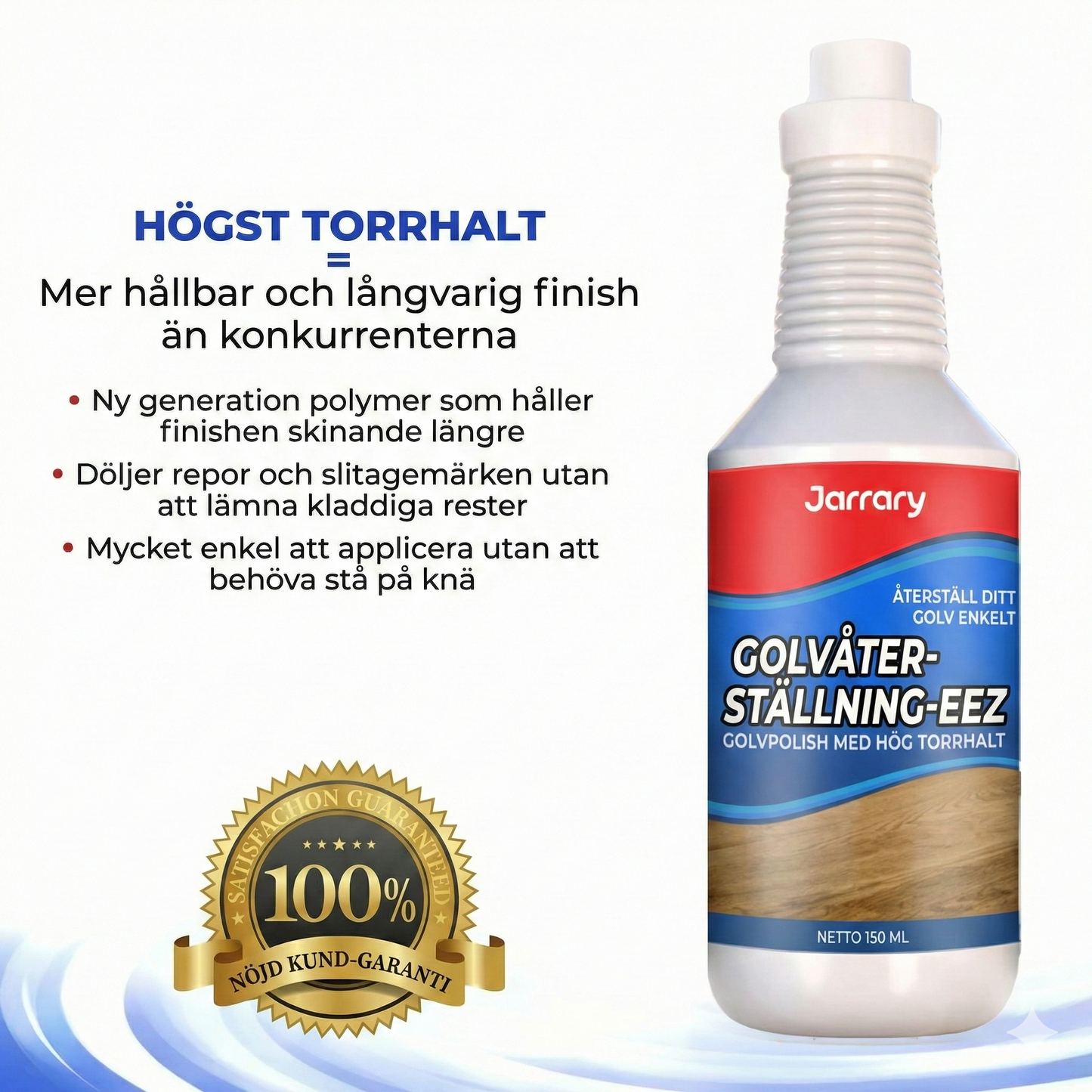 NordicShine™ Högblank Golvpolish & Renöring – Omedelbar Glans & Repskydd för Trä, Laminat och Parkett