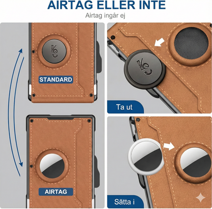 Tunn Pop-up Korthållare för Herr – RFID-säker Plånbok i Aluminium med Sedelklämma – Minimalistisk Design