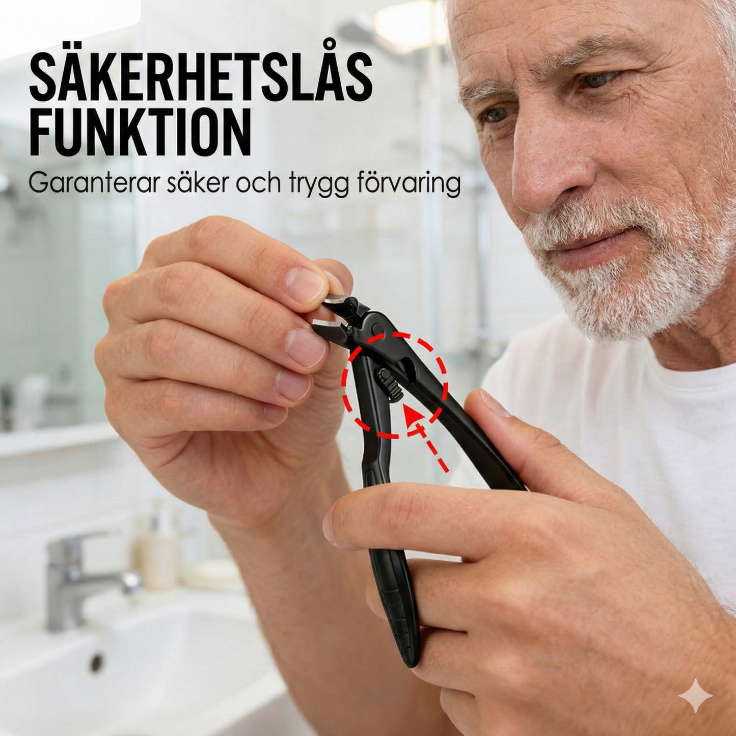 Ergonomisk Nagelklippare med Långt Handtag & Uppsamlare – Vinklat Huvud för Tjocka Tånaglar